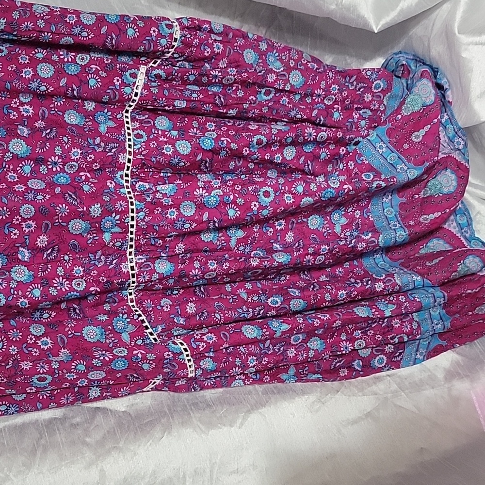 Nwt Aura Floral Boho Gypsy Dress Oversized Flowy Rayon Hi Lo Hem - Picture 9 of 12